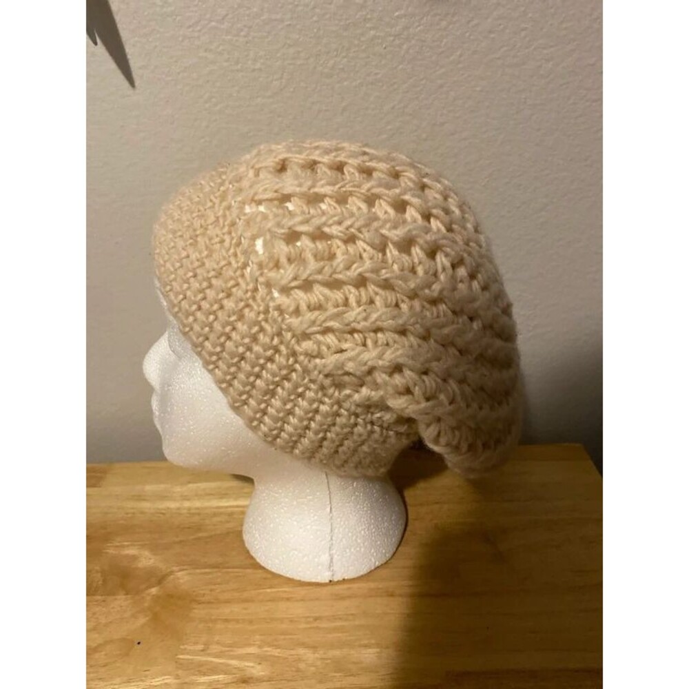 Vintage Beanie Hat cream cap Rasta dreads one size